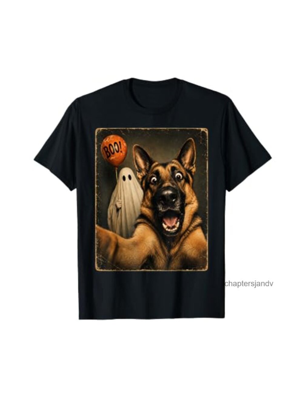 German Shepherd Ghost Selfie Boo Dog Meme Graphic T-Shirt Fall Halloween Tee